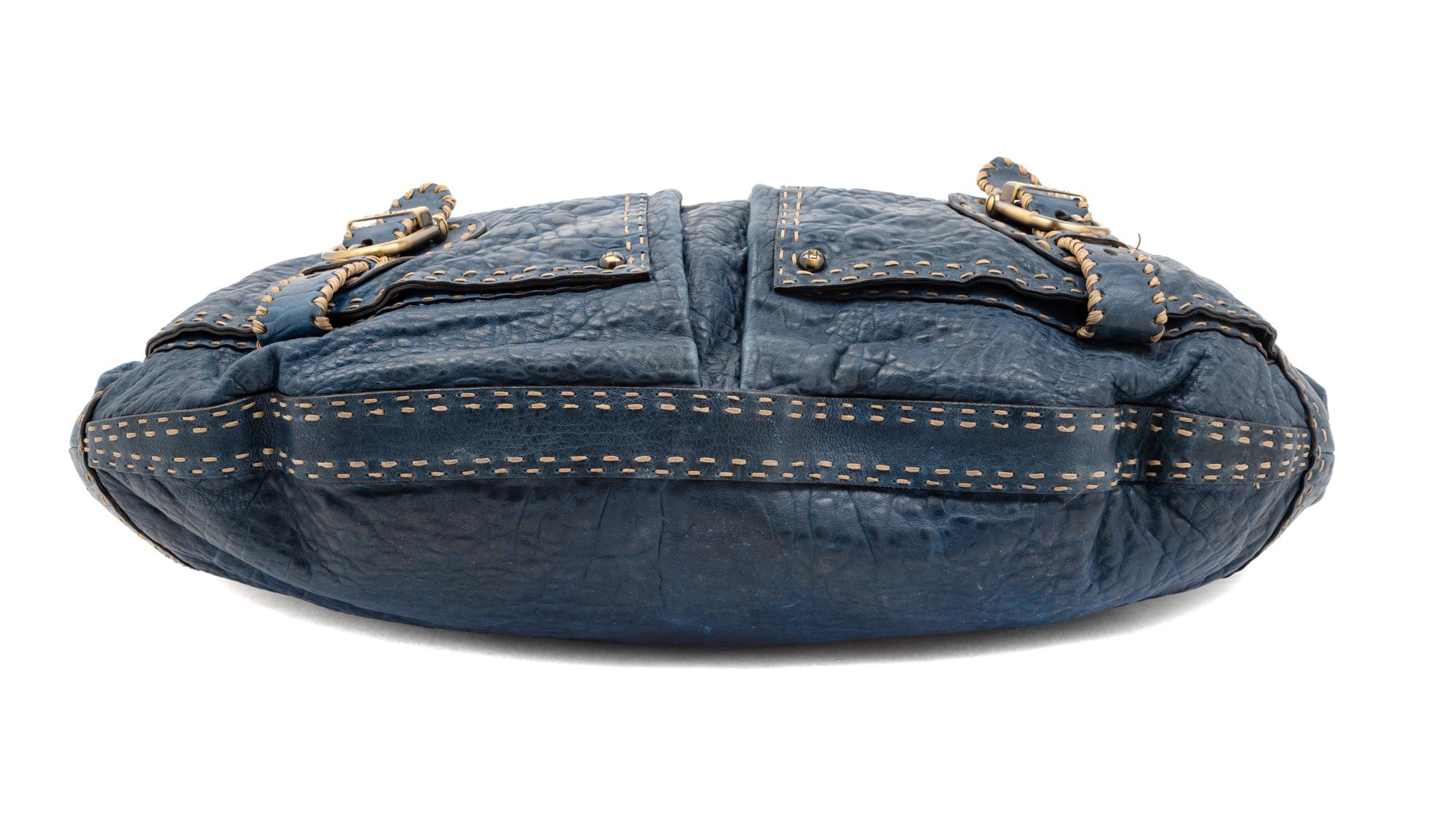 Fendi Blue Leather Handbag, 1980-90s