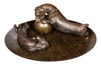A Bronze Dachshund Figural Group Width of base 48 inches. — Joy Kroeger Beckner (American, b. 1944)
