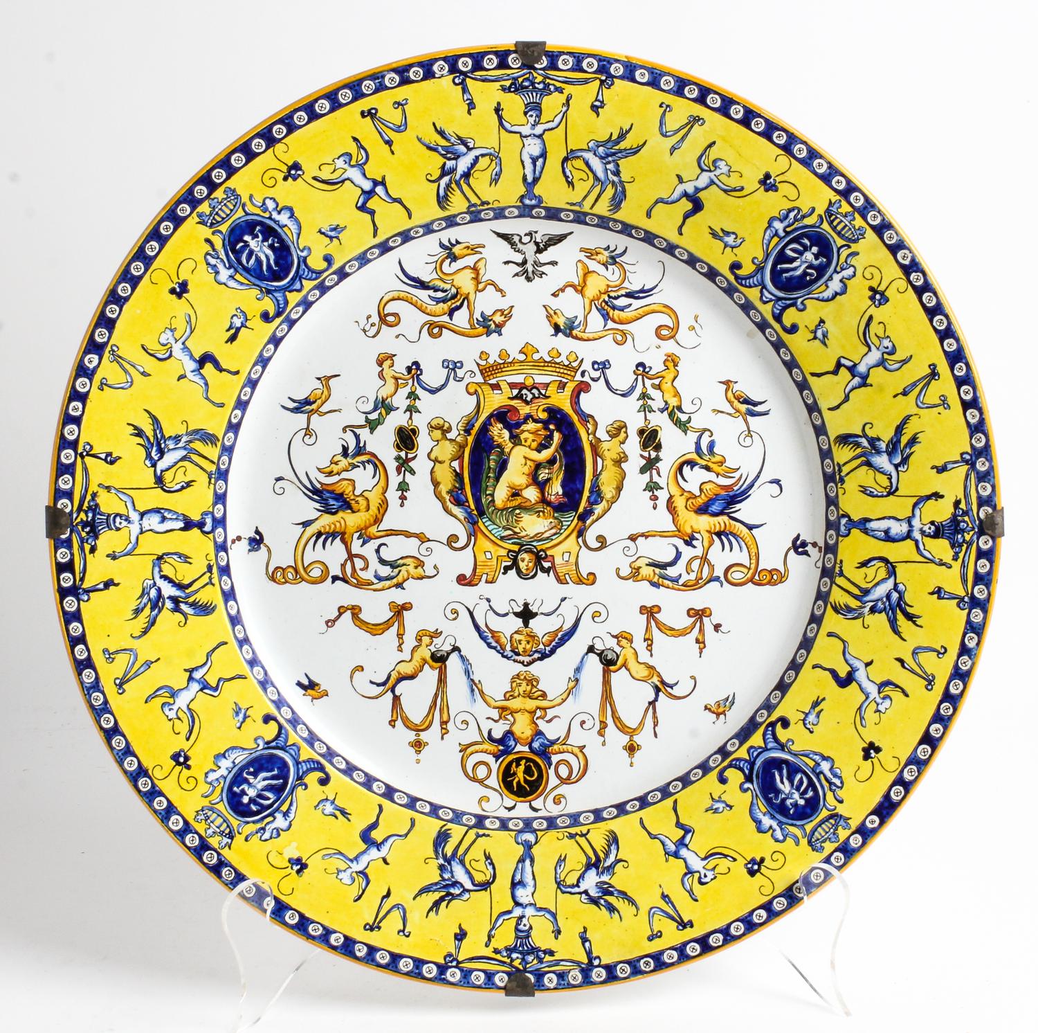 An Italian Polychrome Majolica Charger Diameter 17 1/2 inches. — 20TH CENTURY