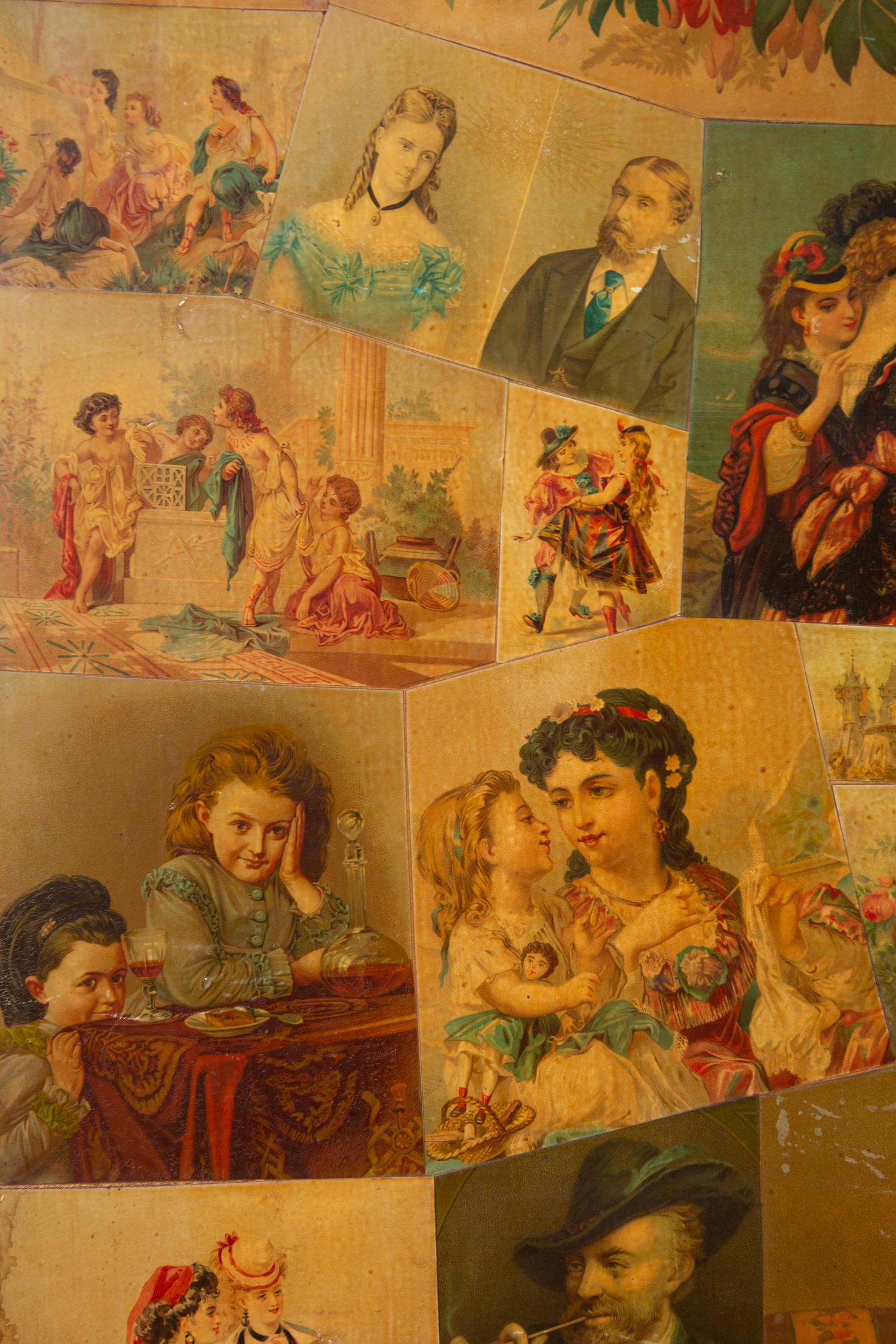 A Victorian Decoupaged Four-Panel Floor Screen