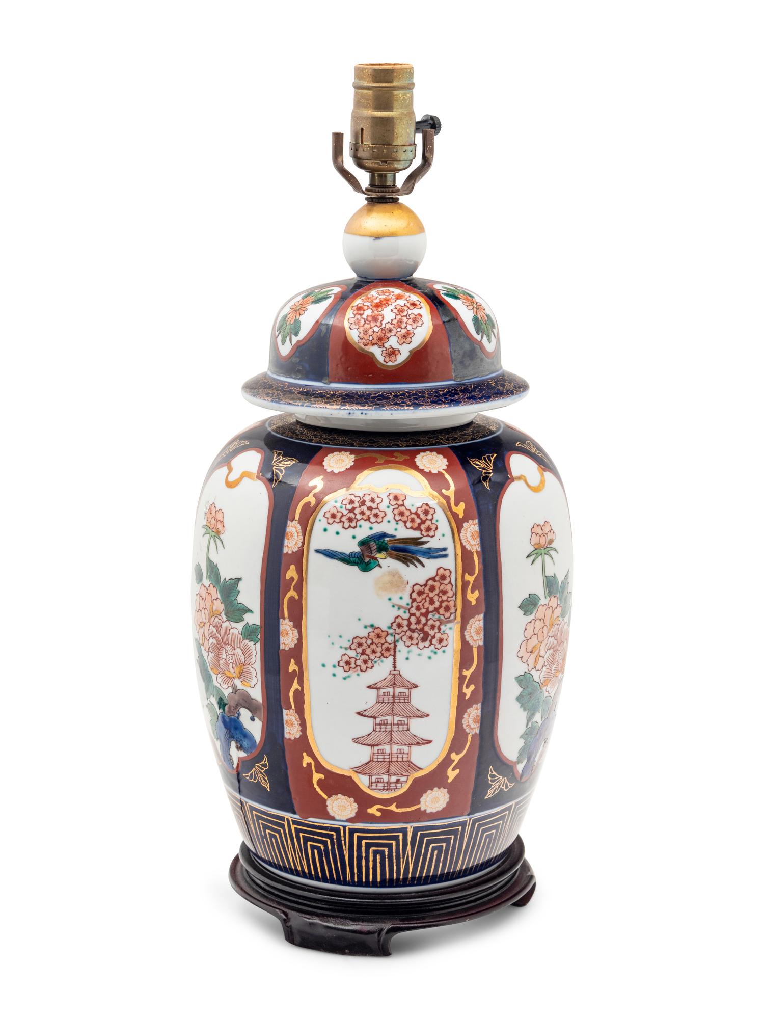An Imari Palette Porcelain Jar Mounted as a Lamp
