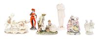 Five Porcelain Figures Height of tallest 9 1/2 inches.