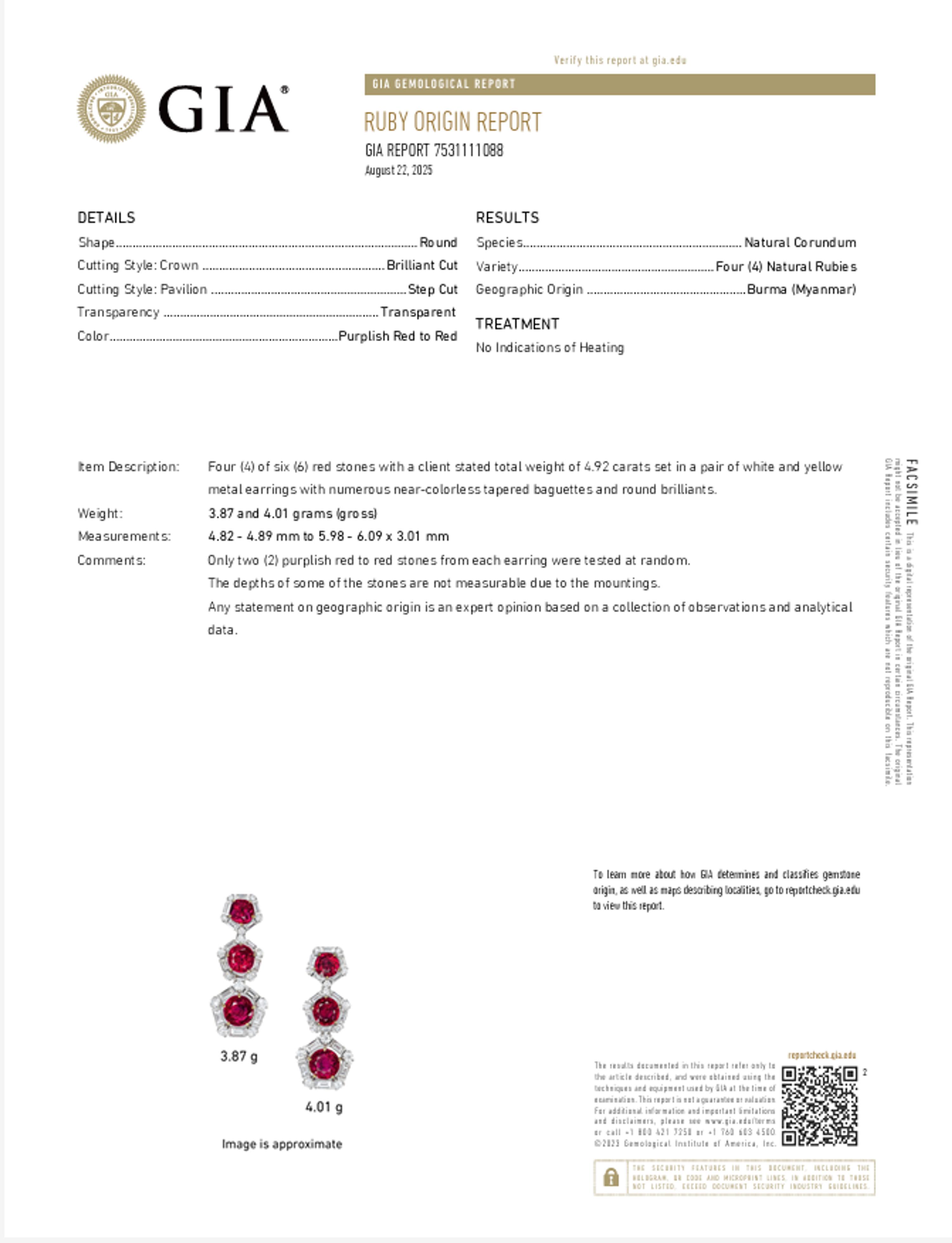 Burmese Ruby and Diamond Drop Earrings