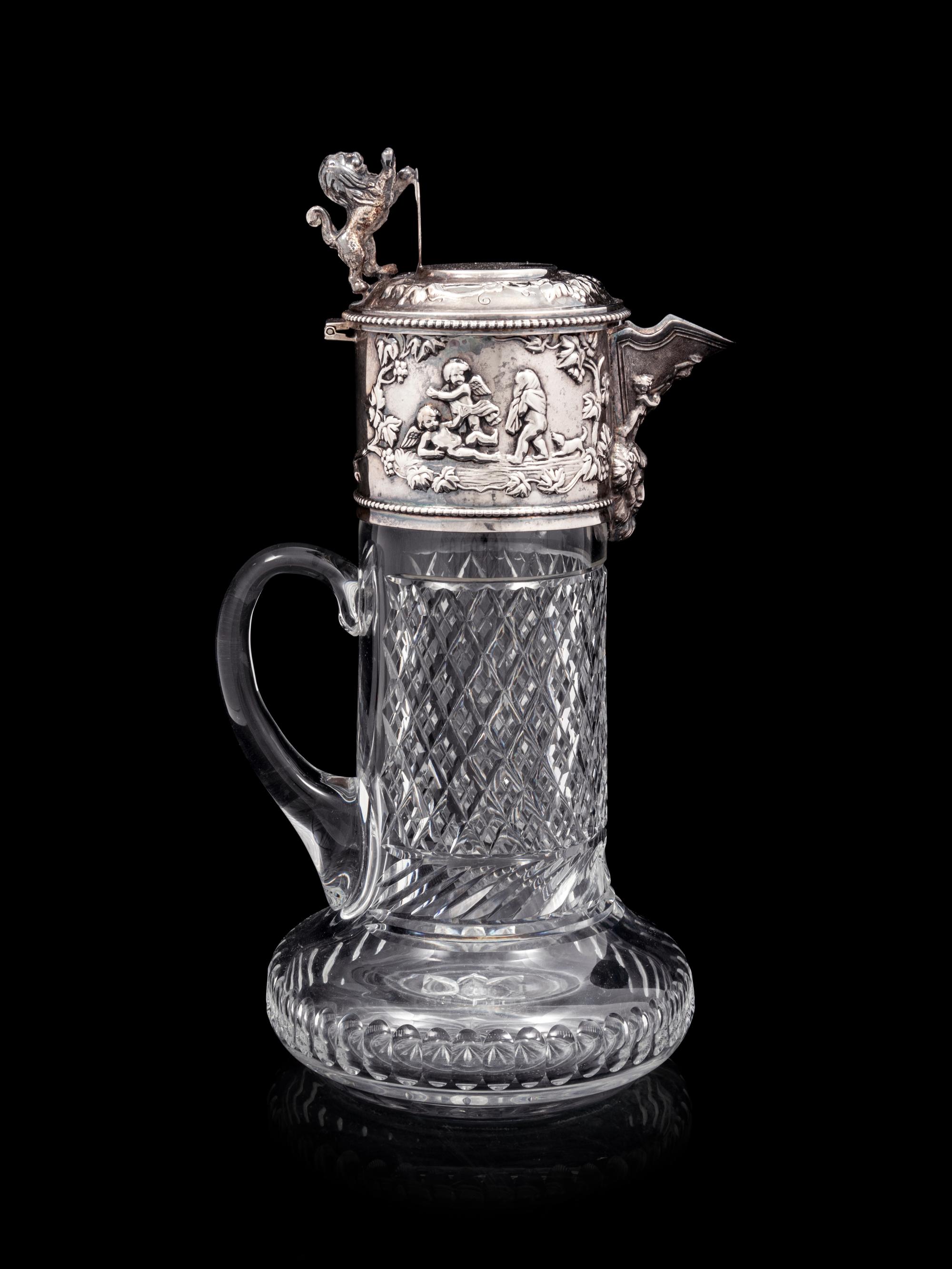 An English Silver-Plate Mounted Cut Glass Claret Jug