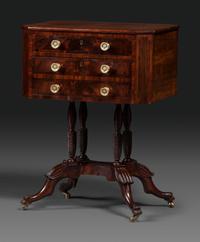 A Classical Figured Mahogany Two Drawer Claw-Foot Work Table