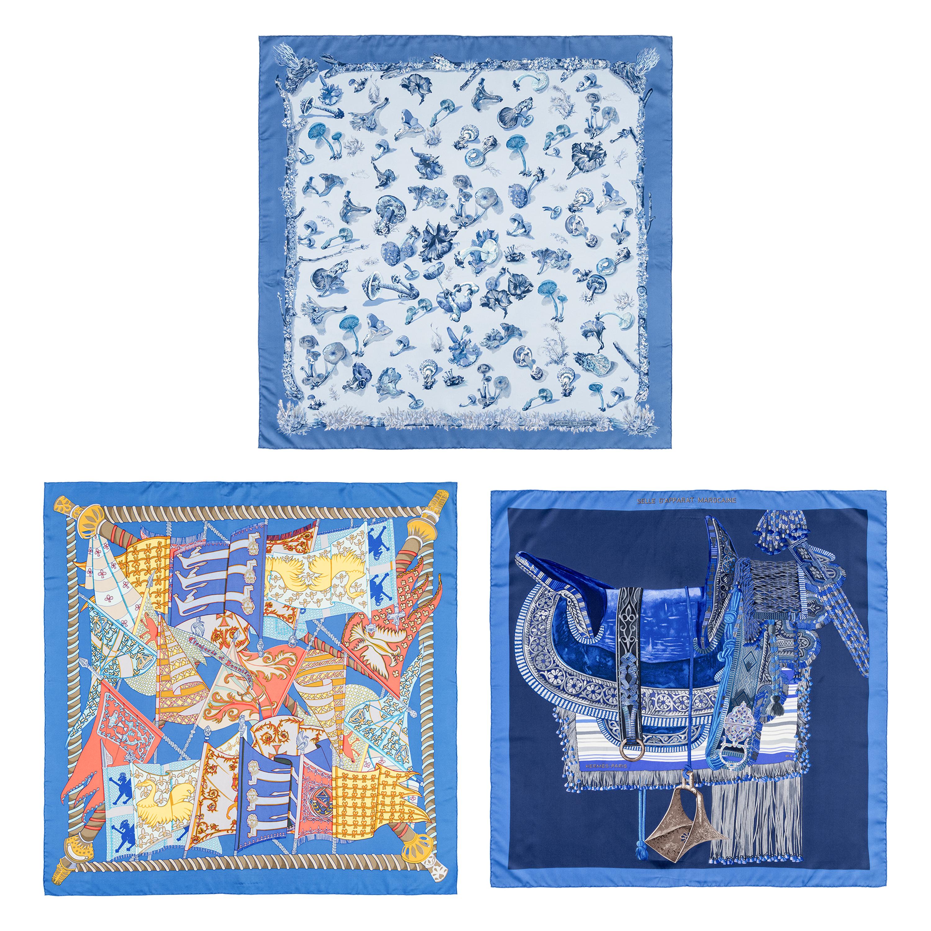 Hermès, Three Silk Scarves 90