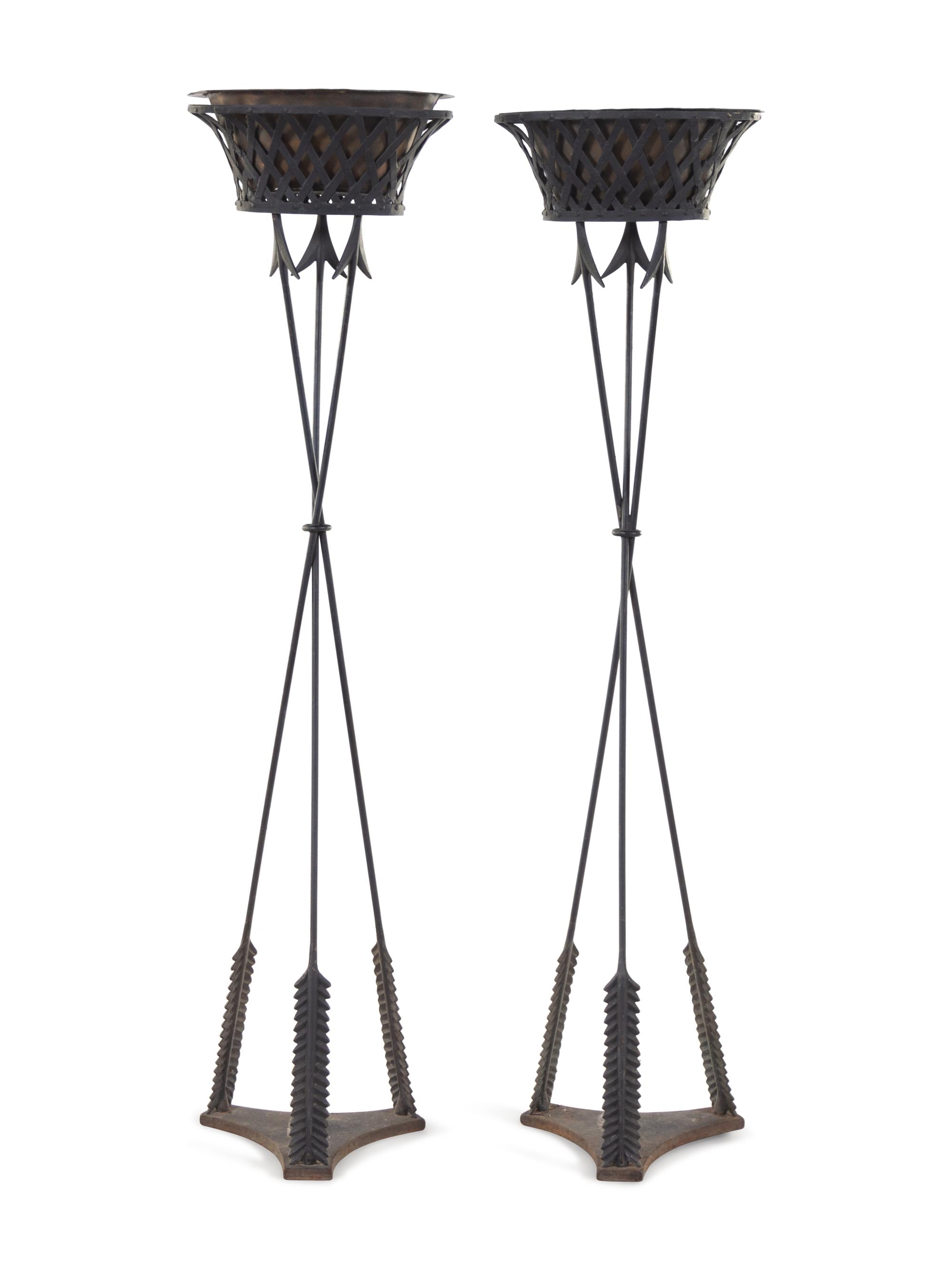 A Pair Empire Style Cast Metal Jardinière Stands