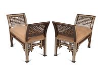 A Pair of Moorish Style Mother-of-Pearl Inlaid Window Seats — 20TH CENTURY