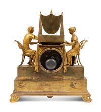 An Empire Gilt Bronze Figural Mantel Clock