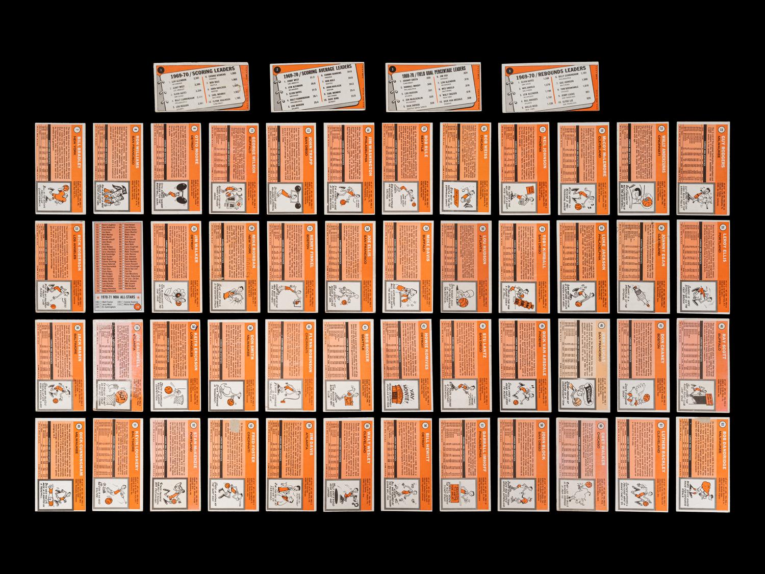A Group of 110 1970 Topps Basketball Cards (Including Lew Alcindor / Kareem Abdul-Jabbar),