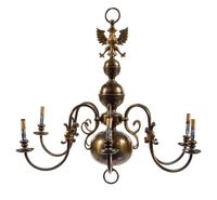 A Flemish Baroque Style Brass Six-Light Chandelier — 19TH CENTURY