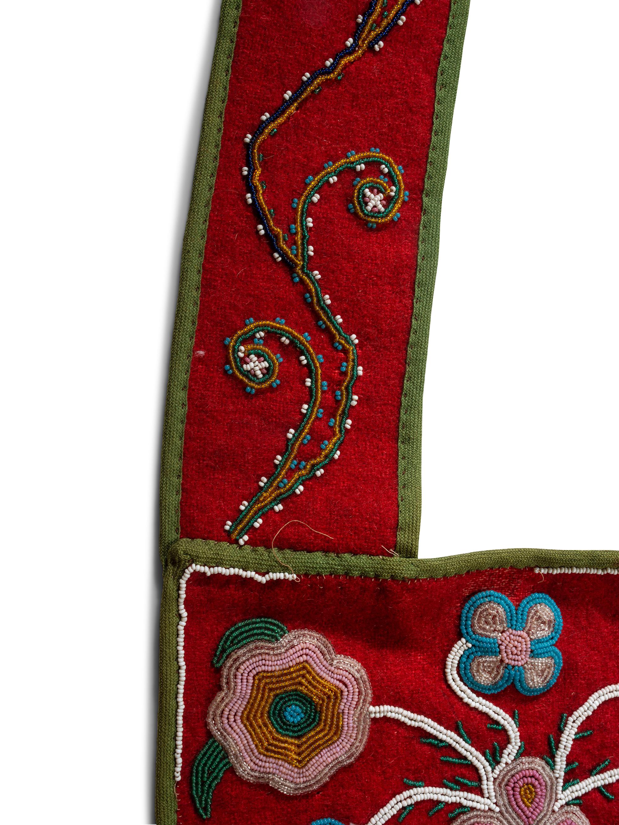 Cree Beaded Wool Bandolier Bag, Diminutive