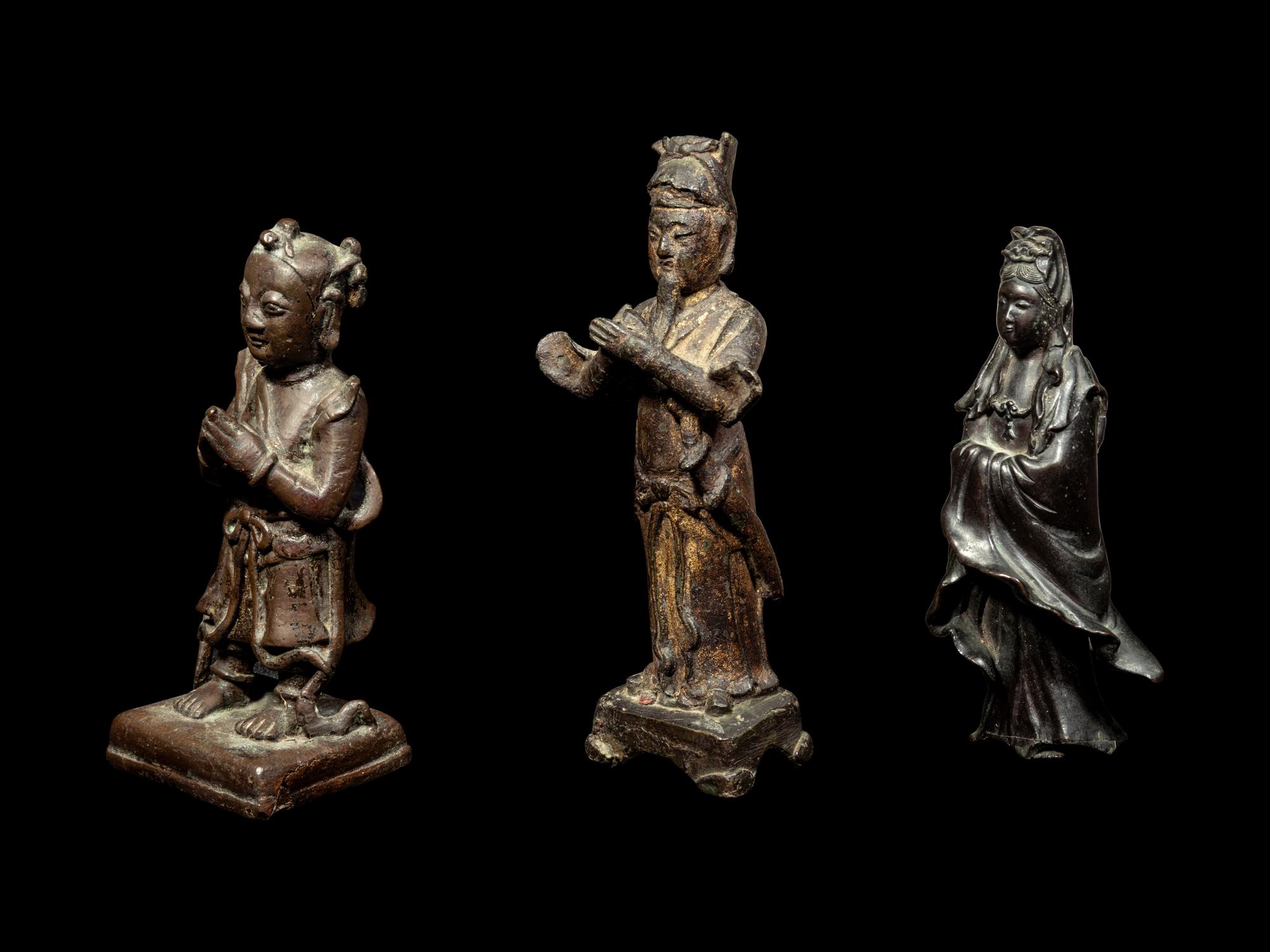 Three Chinese Bronze Figures
