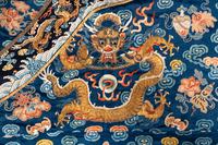 A Blue Ground Embroidered Silk Dragon Robe, Jifu