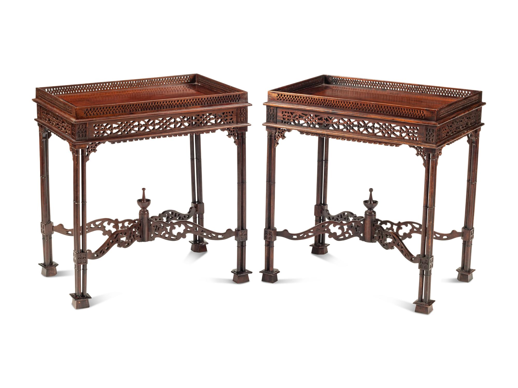 A Pair of George III Style Mahogany Tea Tables