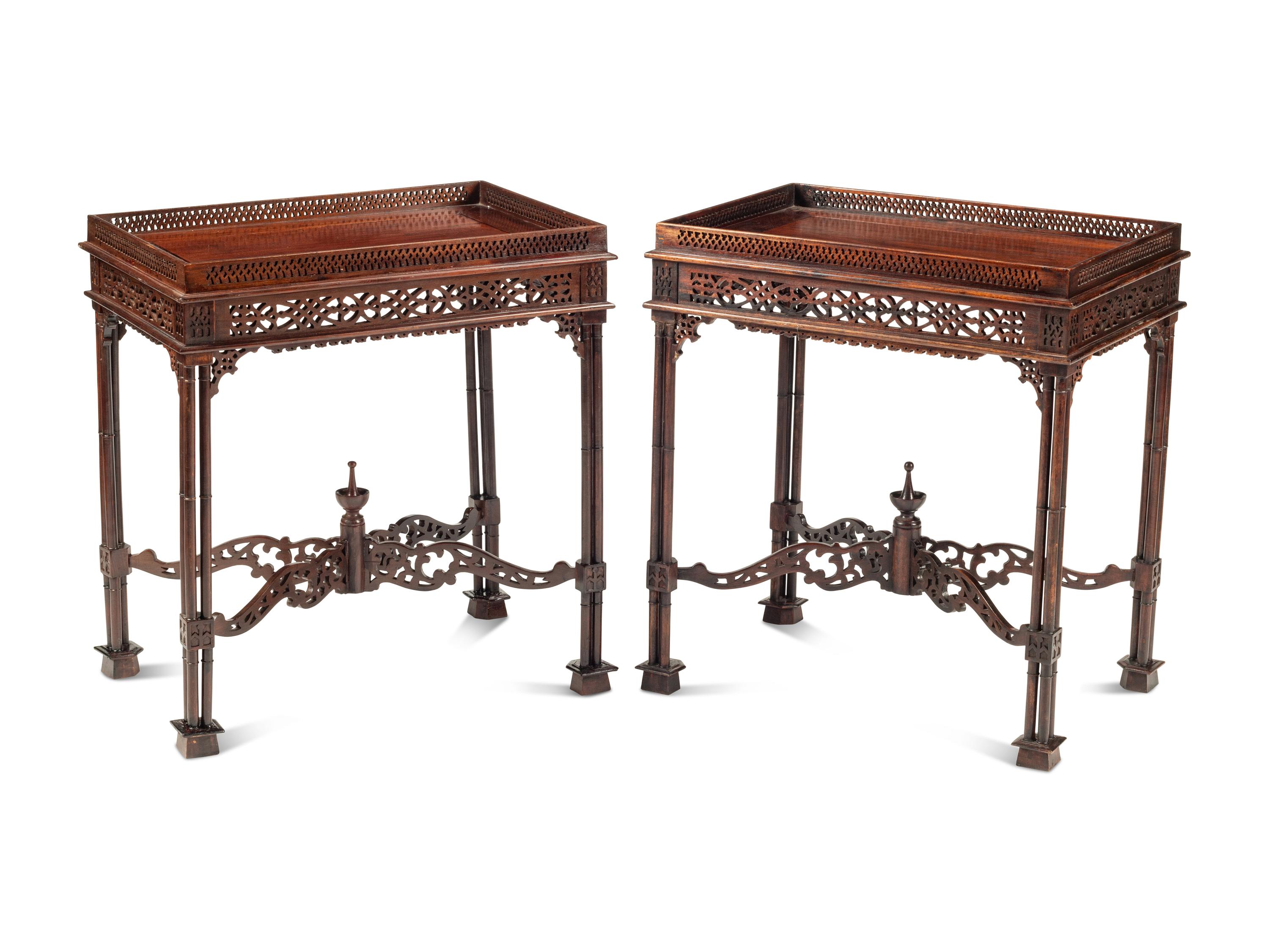 A Pair of George III Style Mahogany Tea Tables