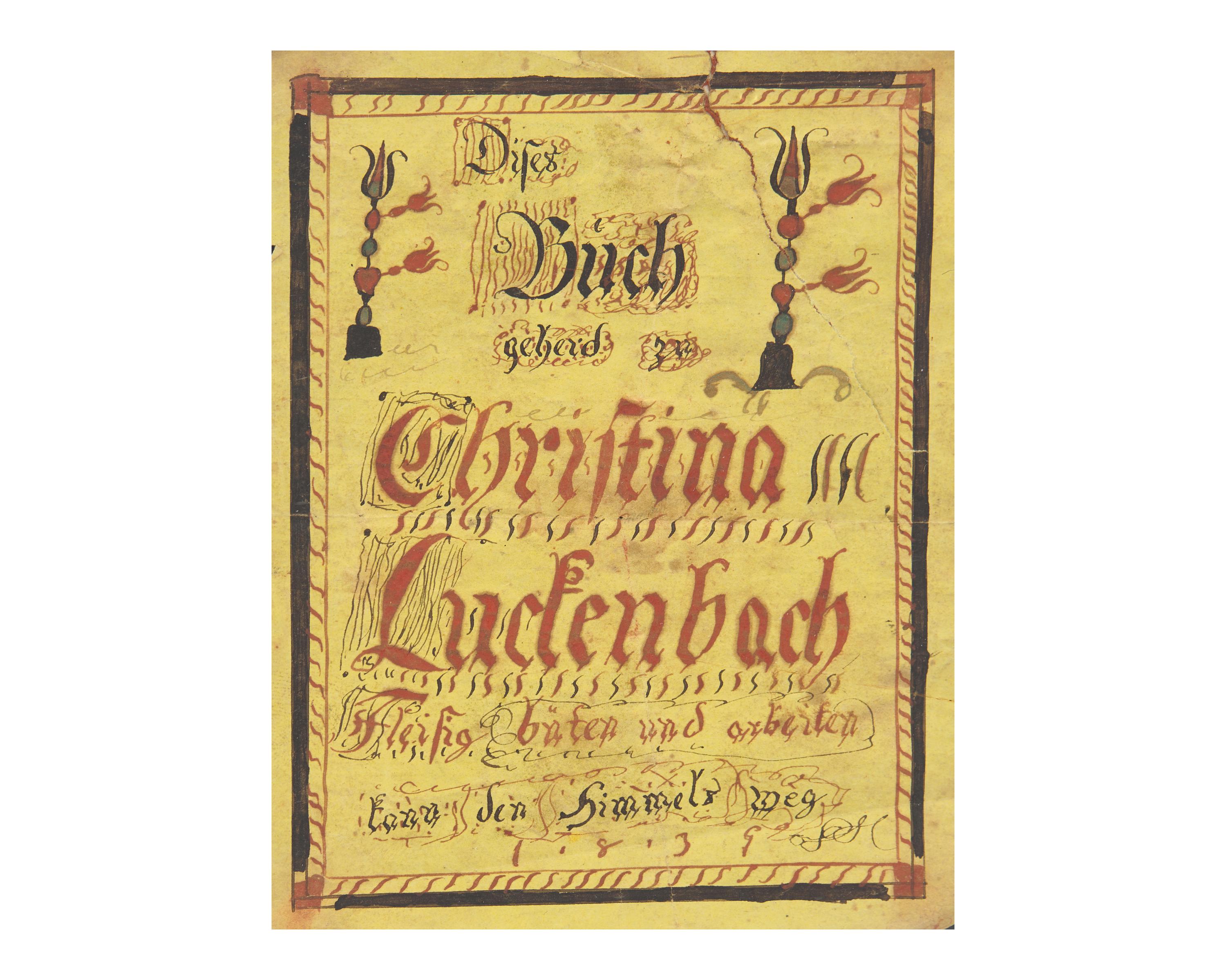 A Group of Four Fraktur Drawings, Bookplates, or Awards of Merit, Pennsylvania, 19th Century