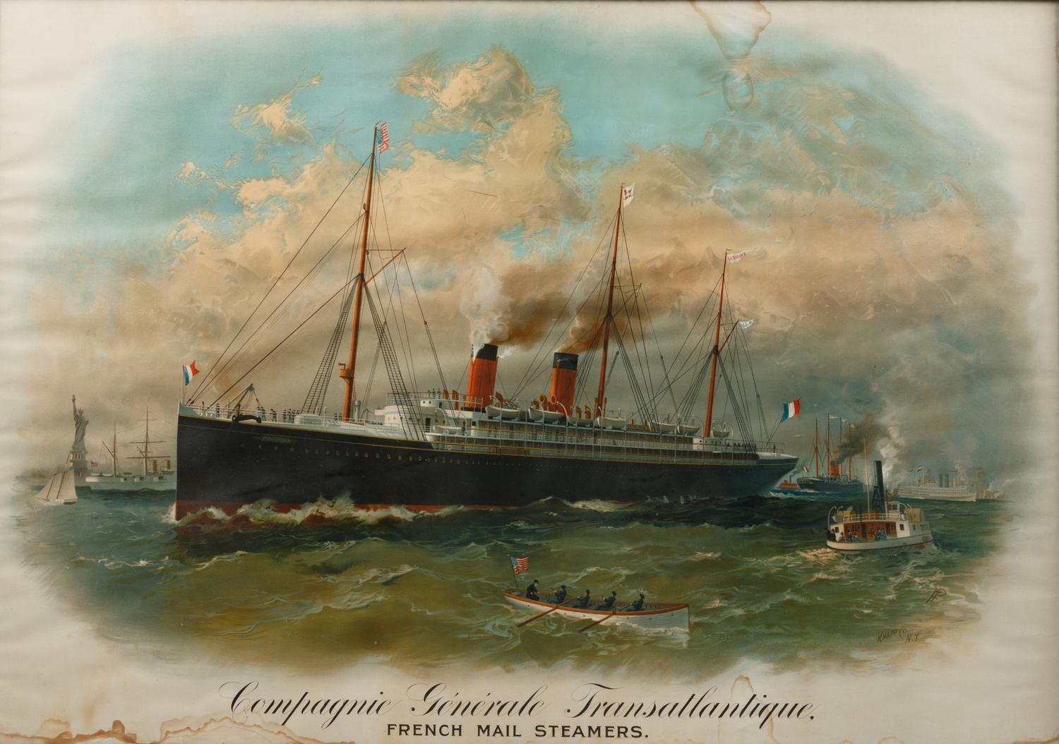 A French Transoceanic Steamship Lithograph Poster