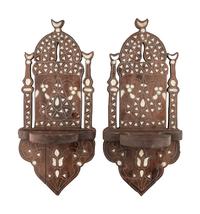 A Pair of Syrian Mother of Pearl Inlaid Lantern Shelves