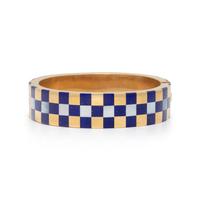 ANGELA CUMMINGS, TIFFANY & CO., MOTHER-OF-PEARL, LAPIS LAZULI, AND YELLOW GOLD BANGLE BRACELET