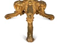 An Italian Baroque Style Giltwood Marble-Top Side Table