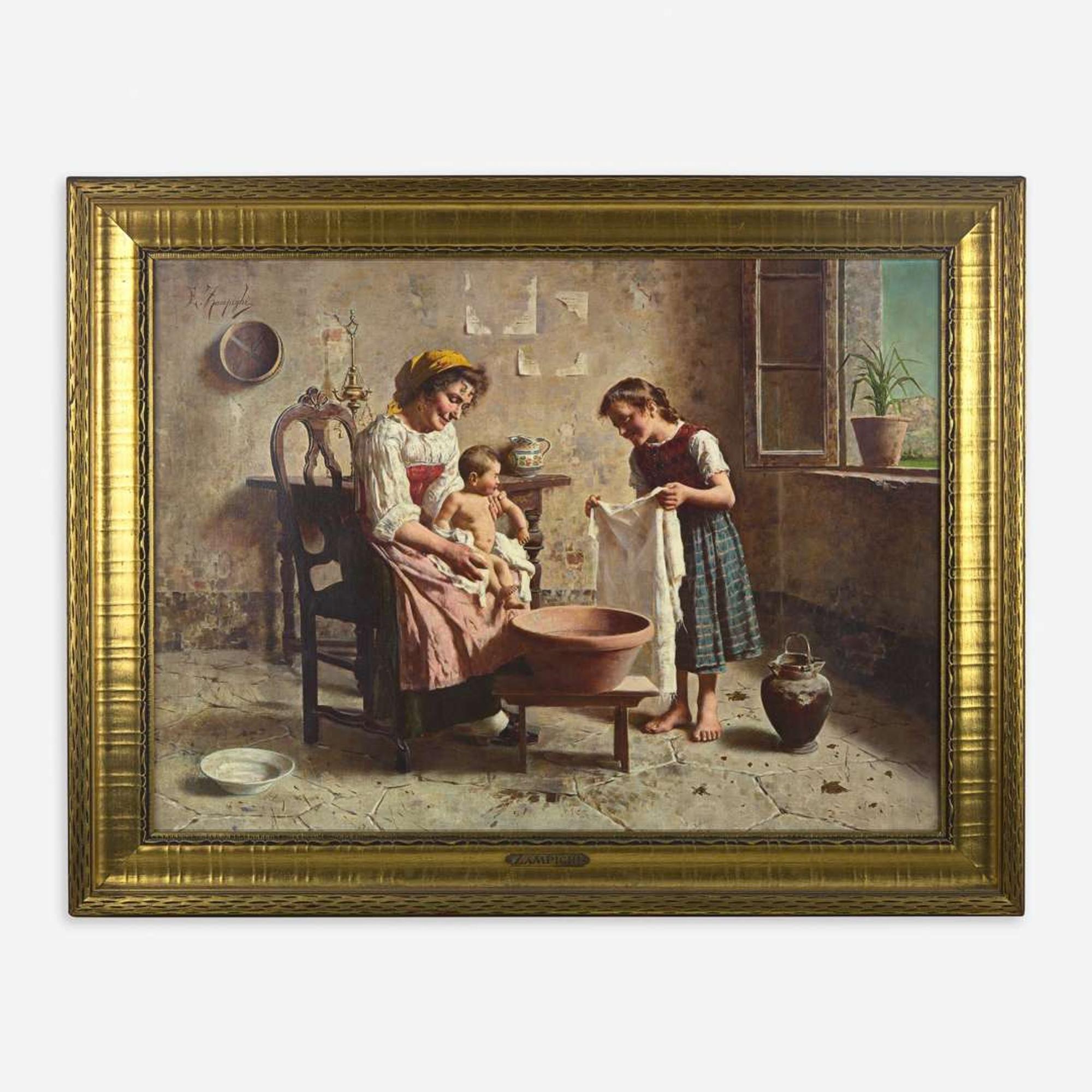 Eugenio Zampighi (Italian, 1859-1944) Baby's Bath