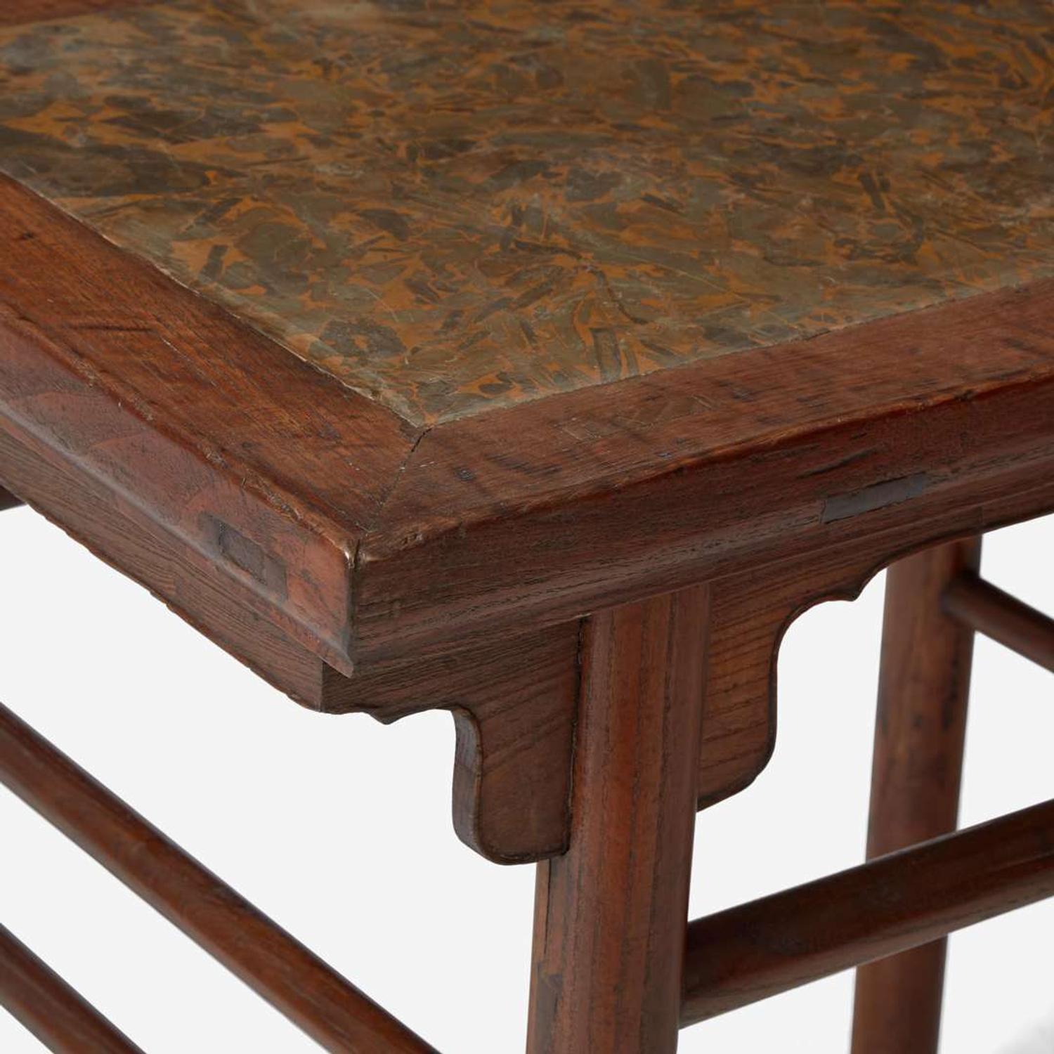 A Chinese puddingstone-inset Yumu table 嵌布丁石榆木桌 Qing dynasty ?