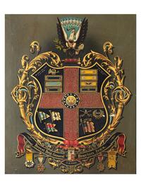 [CIVIL WAR]. Painted escutcheon identified to Brevet Brigadier General Brayton Ives, 5th Connecticut Infantry and 1st Connecticut Cavalry.