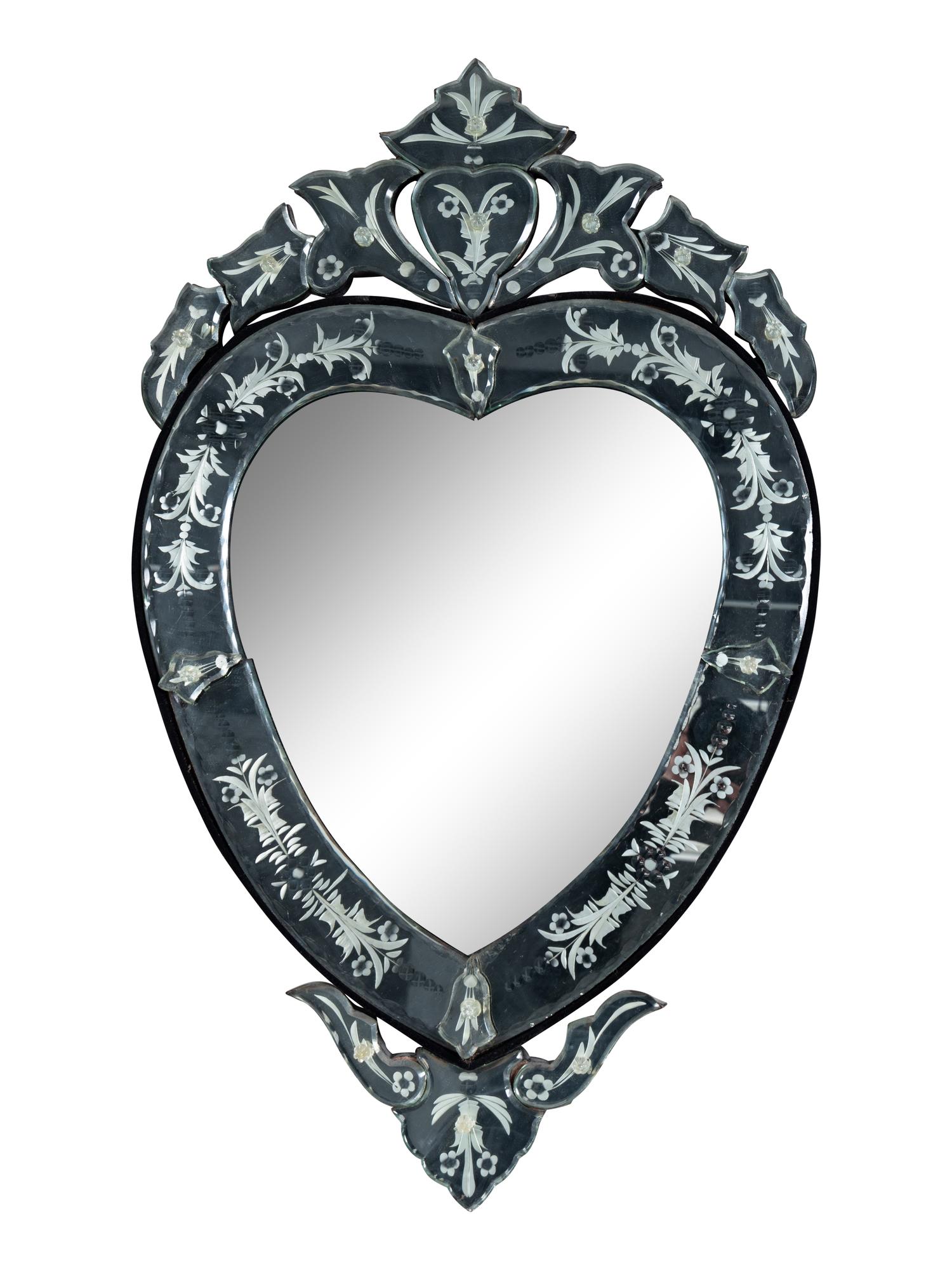 A Venetian Etched Glass Mirror