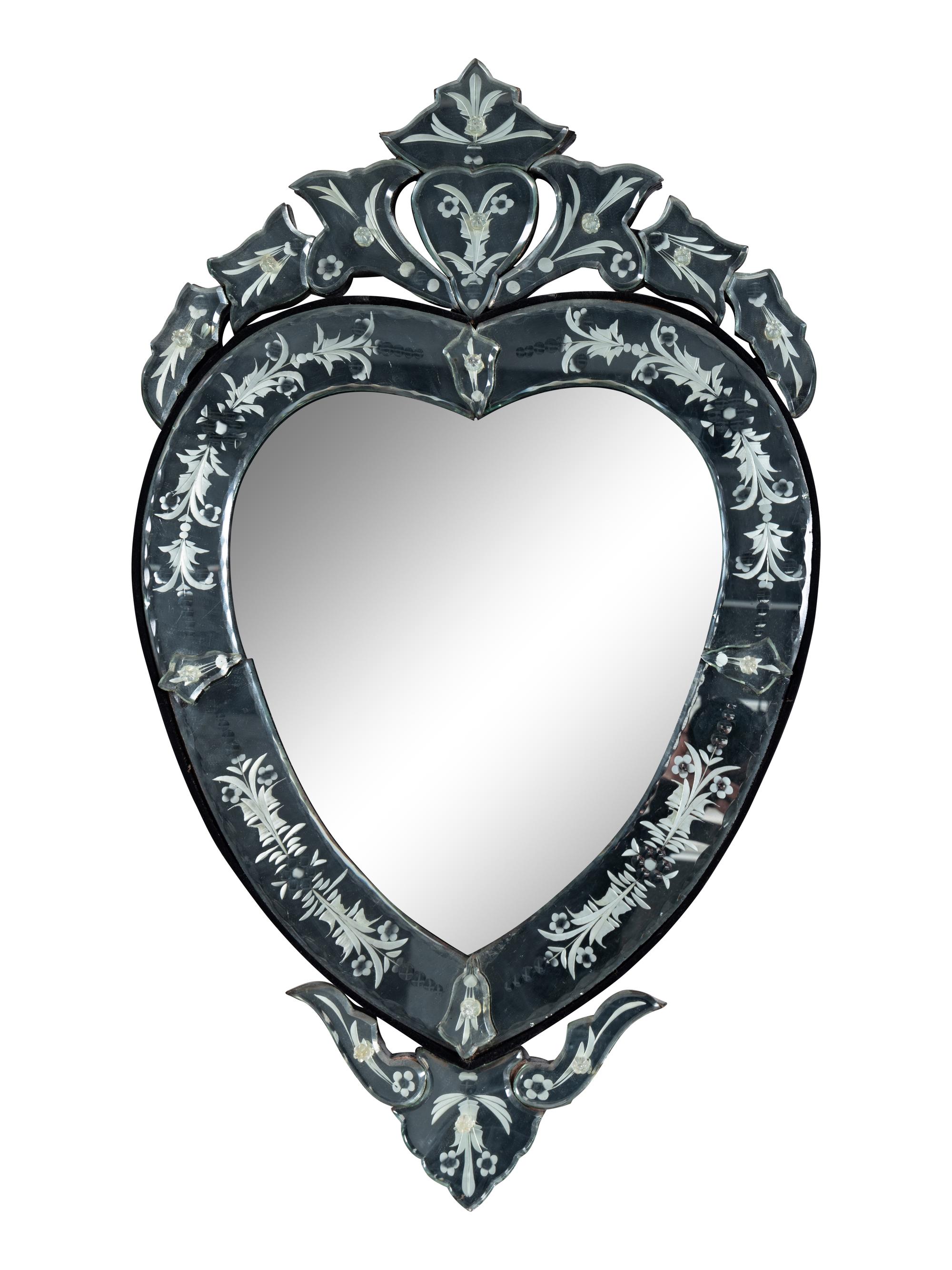 A Venetian Etched Glass Mirror