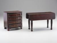 A Miniature Bow Front Chest of Drawers and Drop-Leaf Dining Table