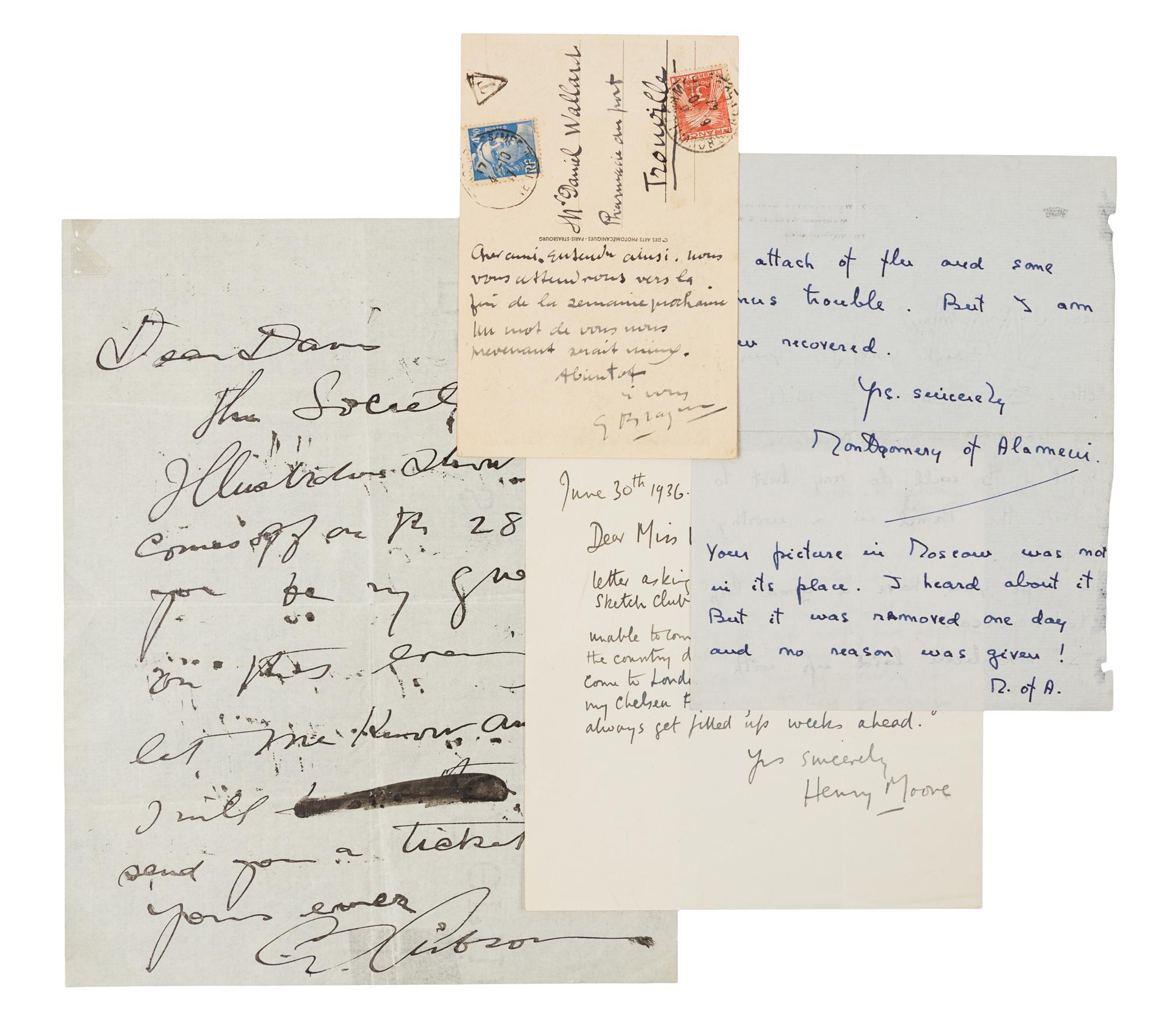 [ARTISTS]. A group of 4 manuscripts by artists.