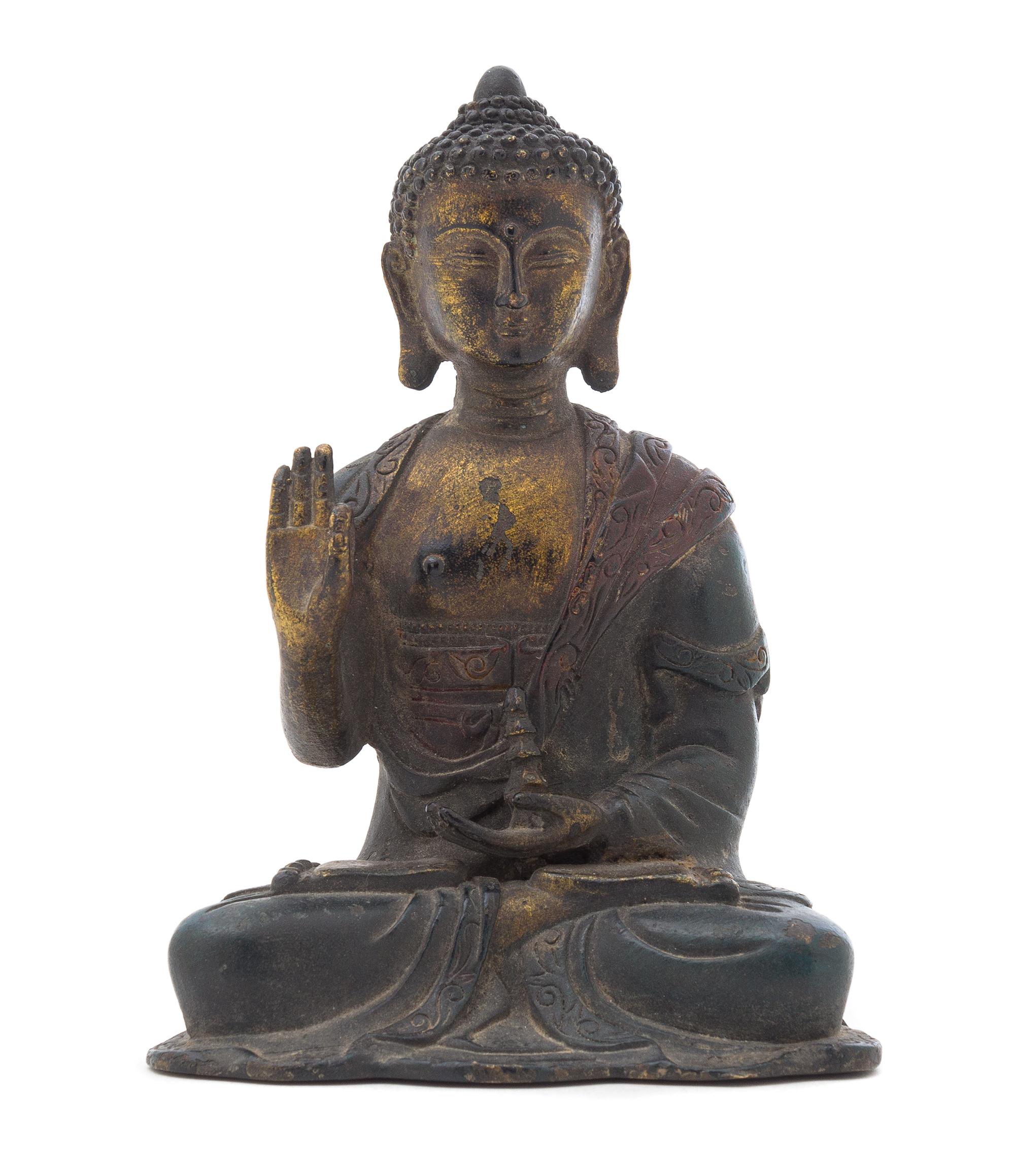A Bronze Figure of a Buddha Height 6 1/4 inches.
