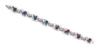 An Art Deco Platinum, Gold, Rock Crystal, Diamond and Multi Gem Tutti Frutti Bracelet, Cartier, 17.00 dwts.