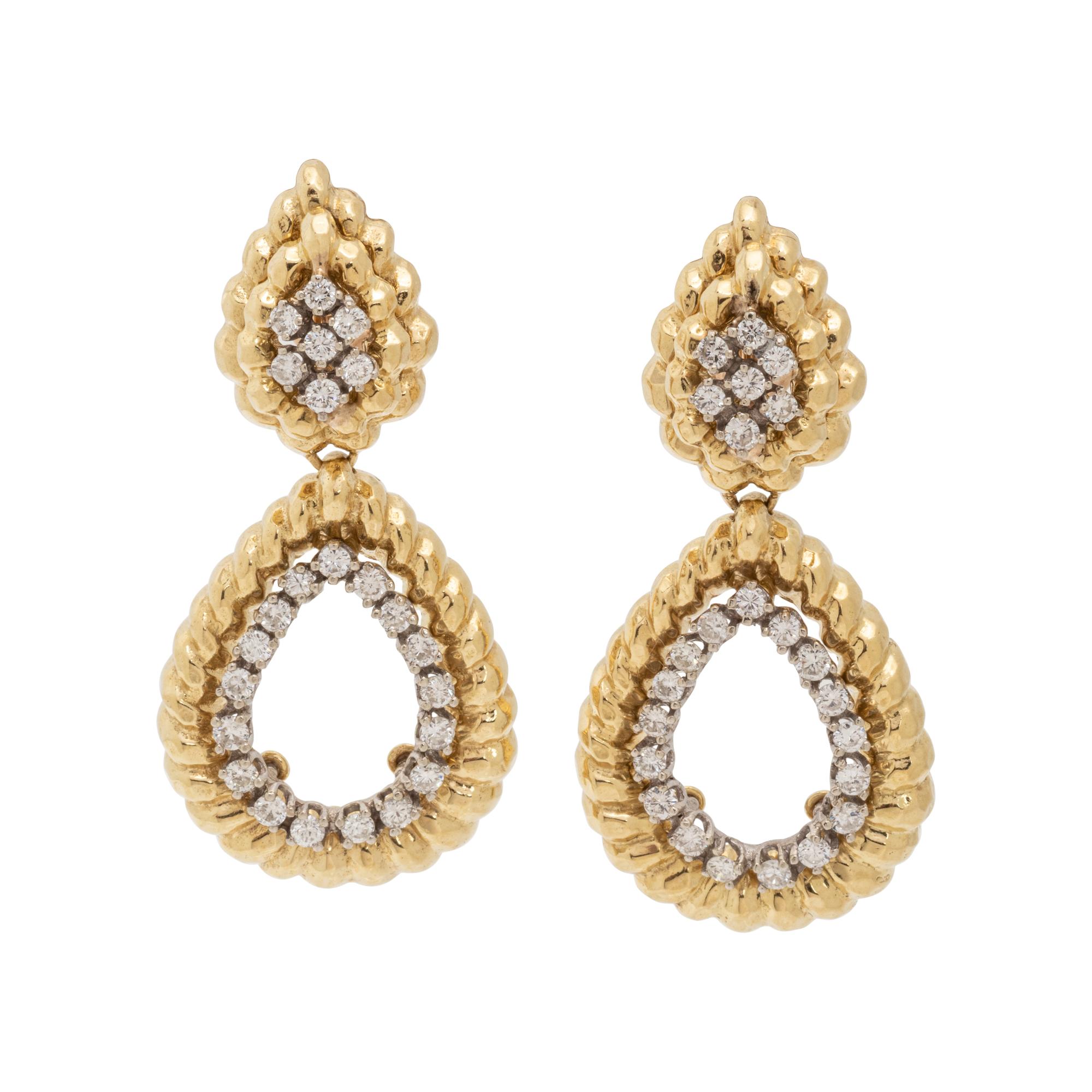 YELLOW GOLD AND DIAMOND EARCLIPS