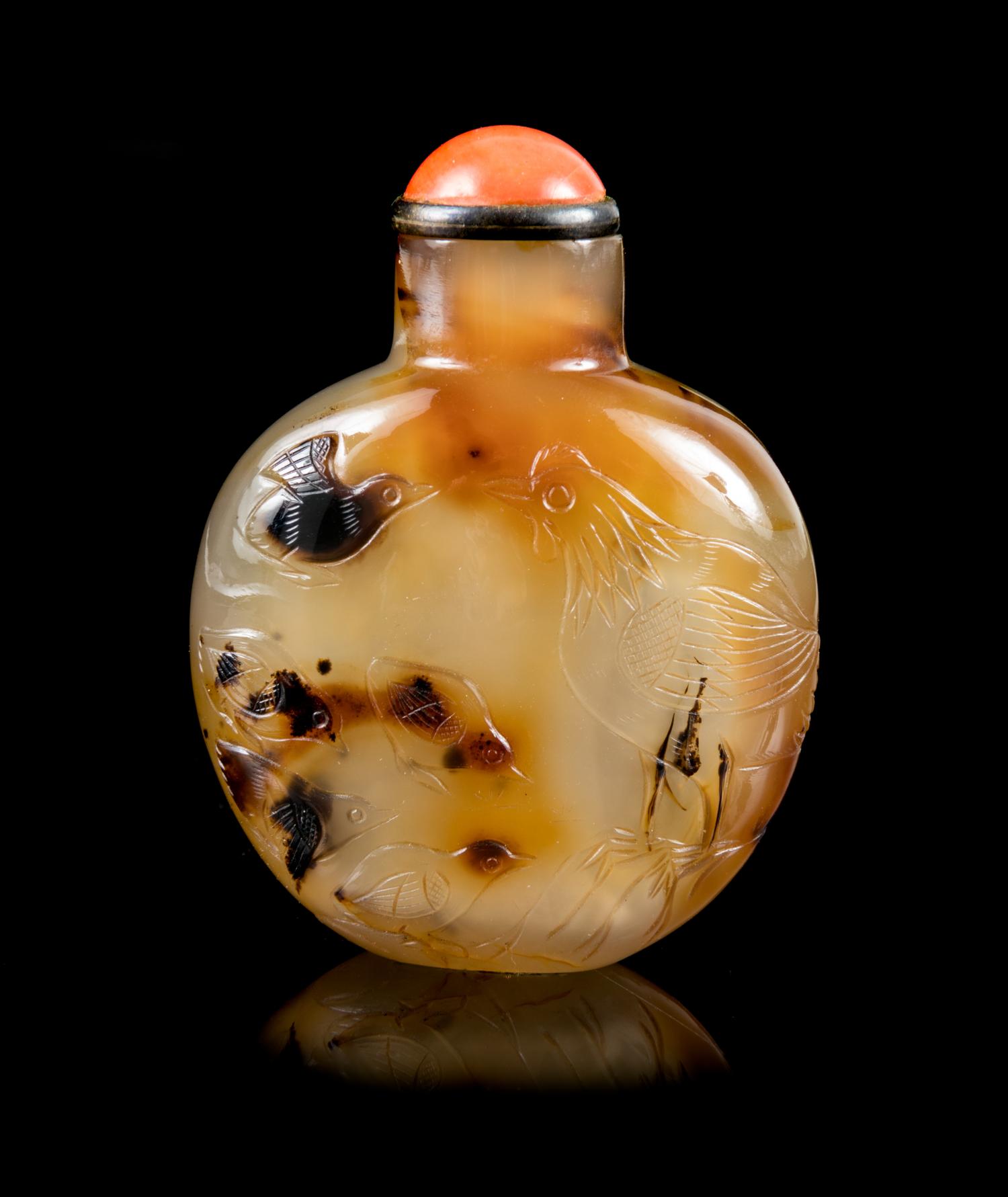 A Carved Cameo Agate Snuff Bottle Height 2 5/16 inches. — OFFICIAL SCHOOL, 1780-1880