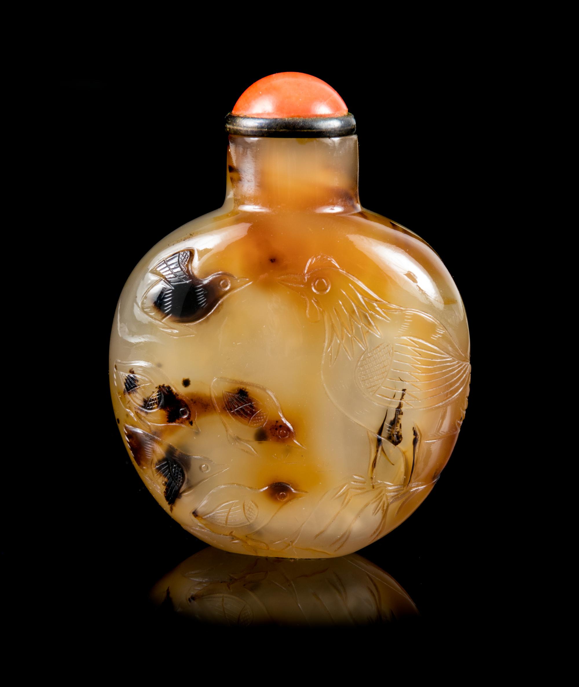 A Carved Cameo Agate Snuff Bottle Height 2 5/16 inches. — OFFICIAL SCHOOL, 1780-1880