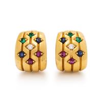 TURI, YELLOW GOLD AND MULTIGEM EARRINGS