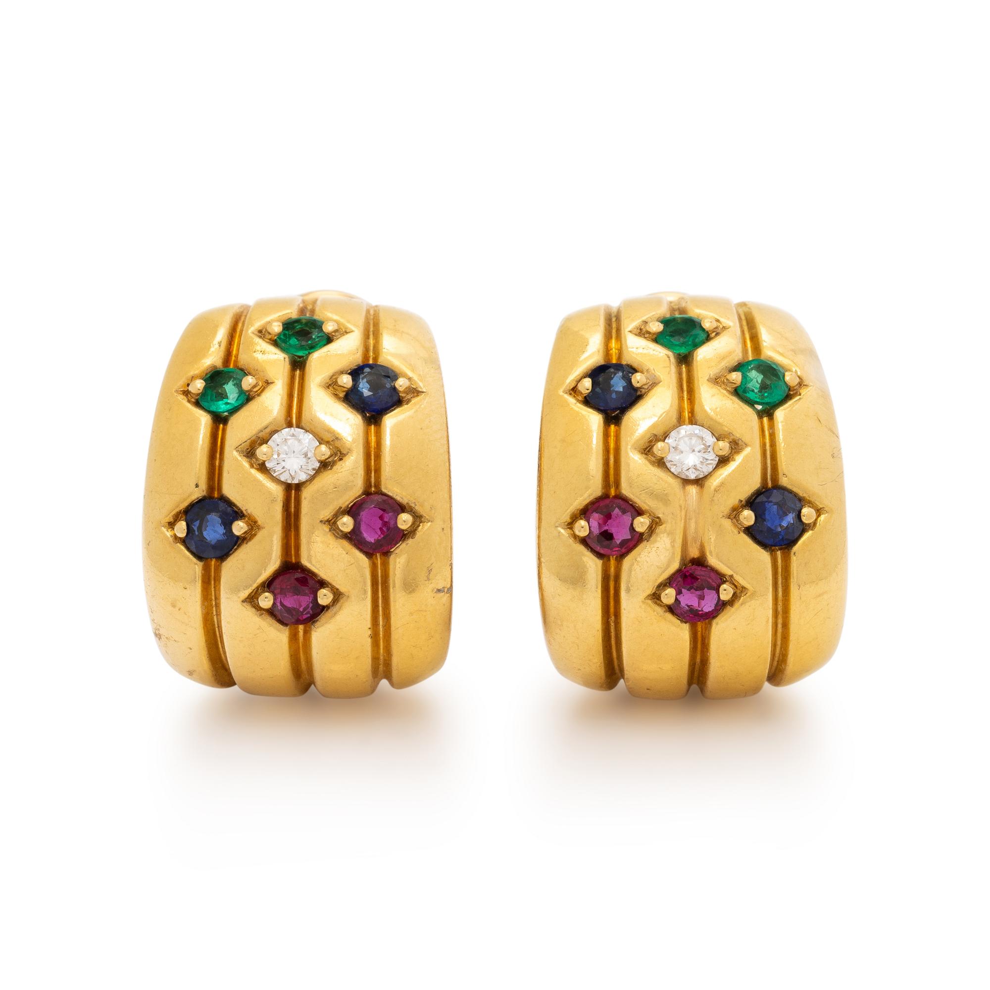 TURI, YELLOW GOLD AND MULTIGEM EARRINGS