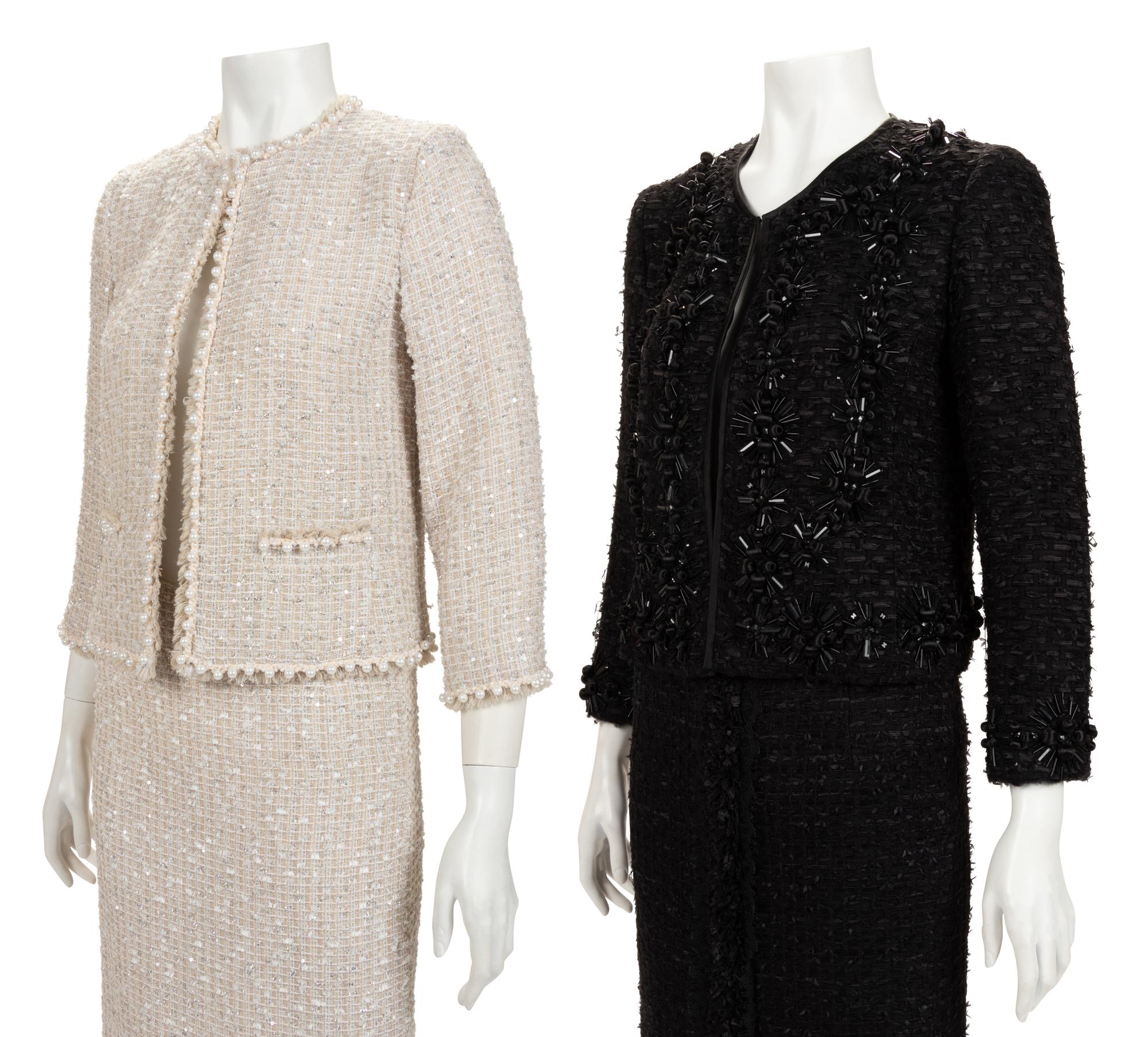 Two Oscar de la Renta Beaded Skirt Suits, 2006-10