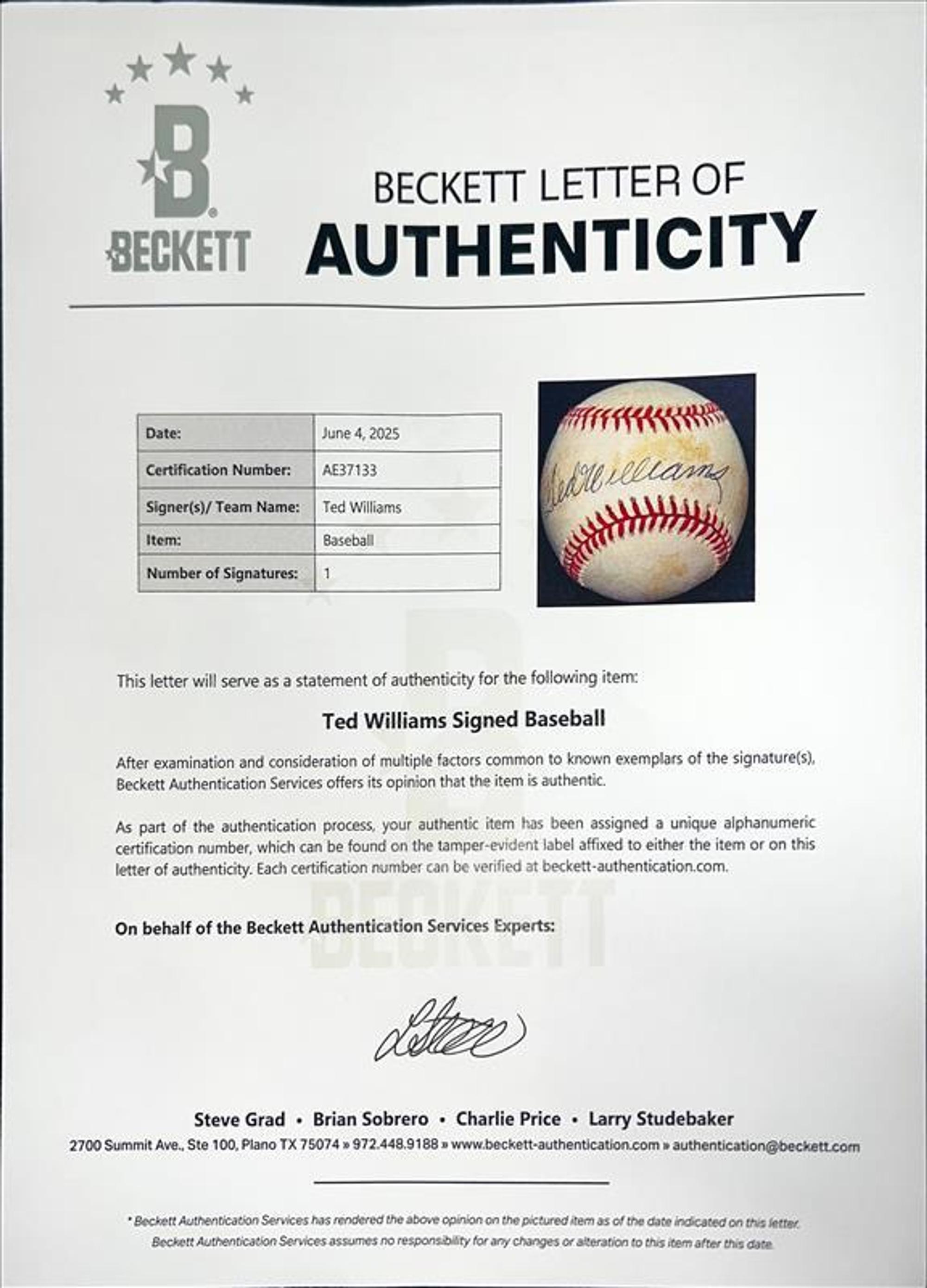 A Ted Williams, Mickey Mantle and Joe DiMaggio Single Signed Autograph Baseball Display (Beckett Authentcation Services)