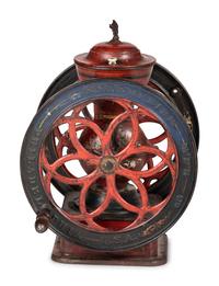 An Enterprise No. 9 Monumental Painted Cast Iron Coffee Mill