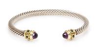 A Sterling Silver, 14 Karat Yellow Gold, Amethyst and Peridot 'Renaissance' Bracelet, David Yurman, 18.45 dwts.