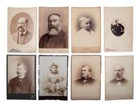 Cabinet cards featuring 19th-century writers, businessmen, and other notable personalities.