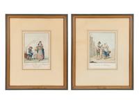 A Pair of Italian Watercolor and Gouache Illustrations