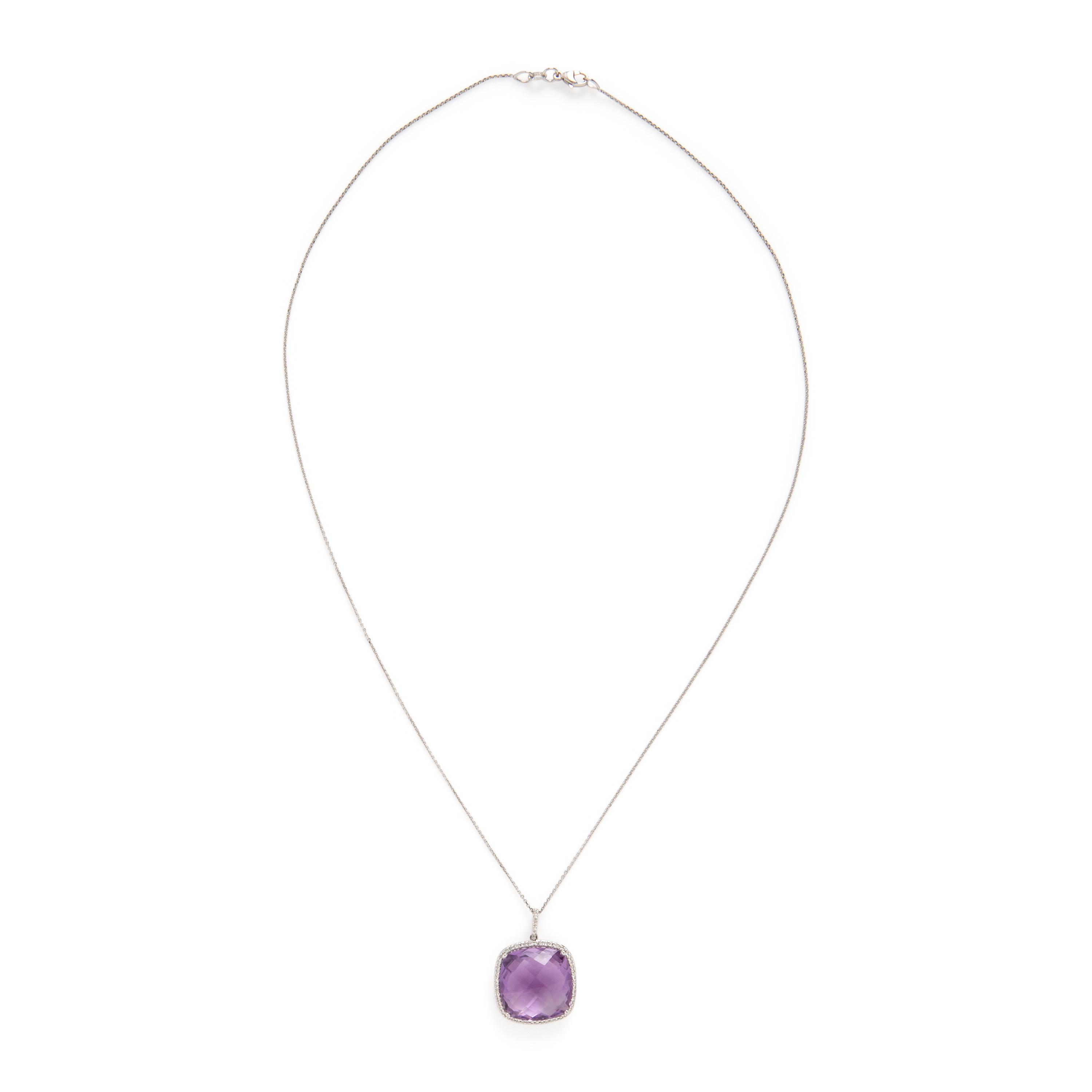 Amethyst and White Gold Pendant Necklace and Ring