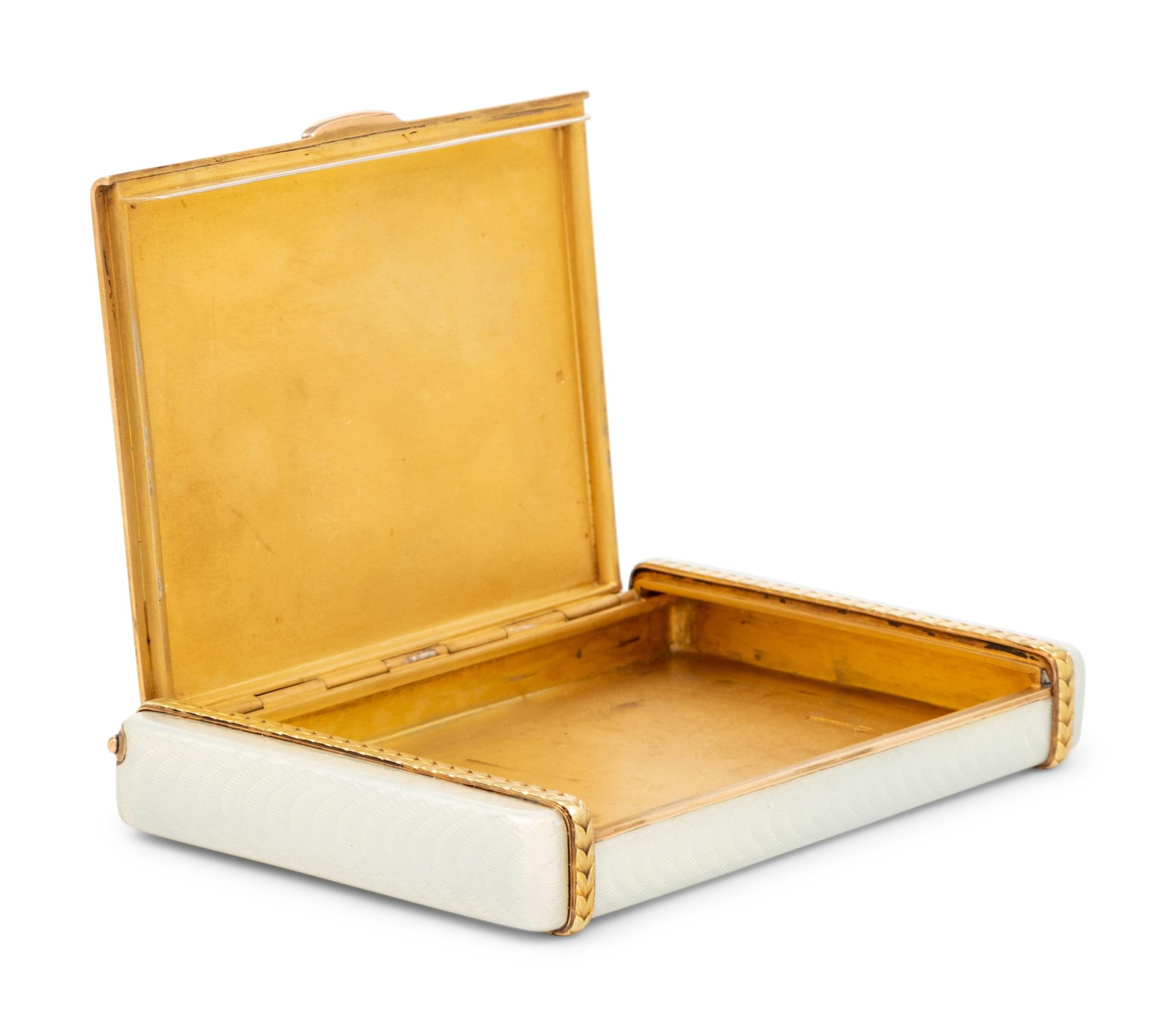 A Large Russian Enameled Silver and Guilloché Enamel Cigarette Case with Gold Accents