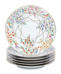 A Set of Six Le Tallec Pastorale Hand-Painted Porcelain Plates