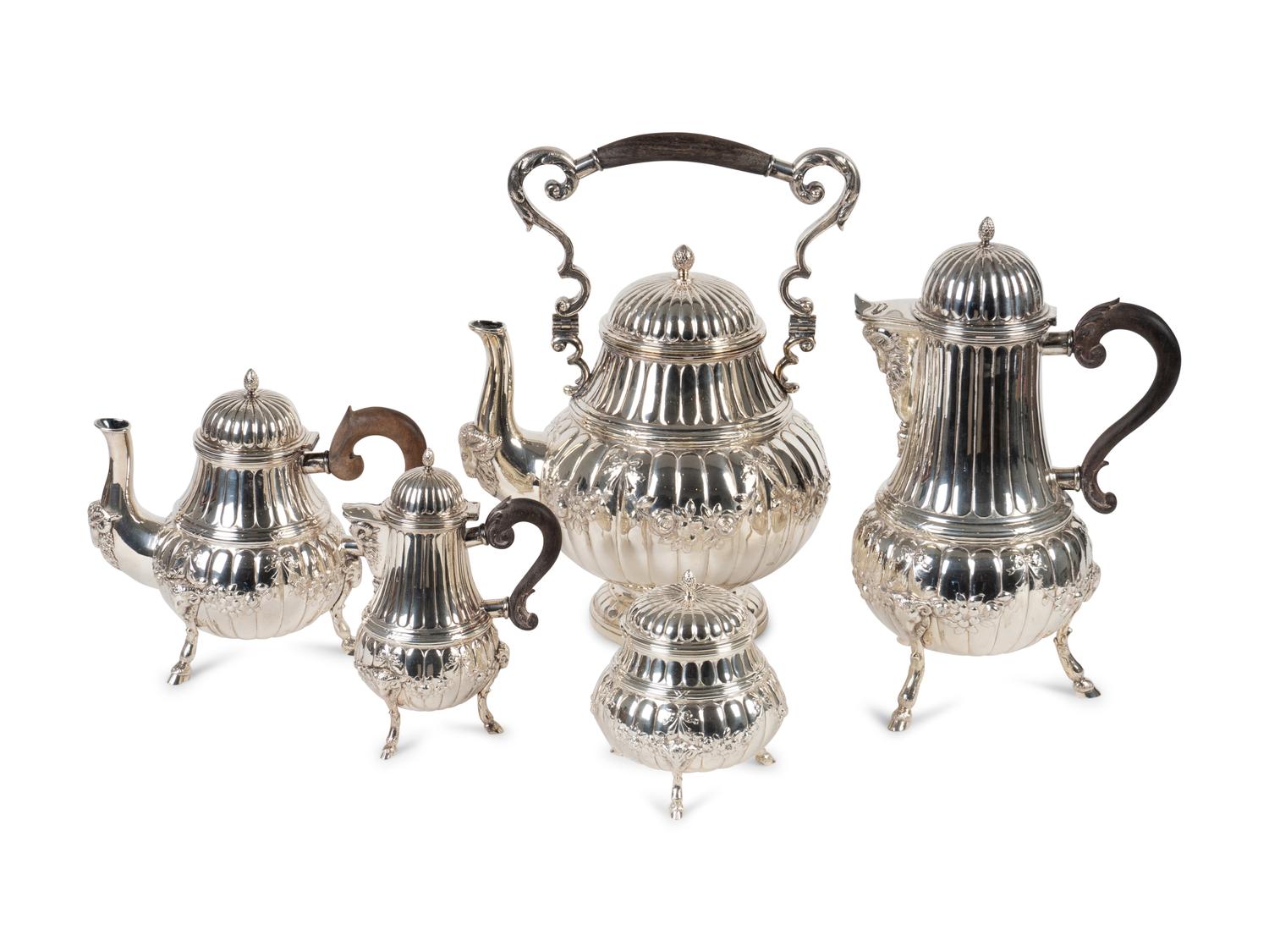 An English Silverplate Five Piece Tea Set — EARLY 20TH CENTURY