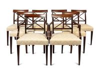A Set of Six Regency Style Mahogany Dining Chairs and Two Armchairs